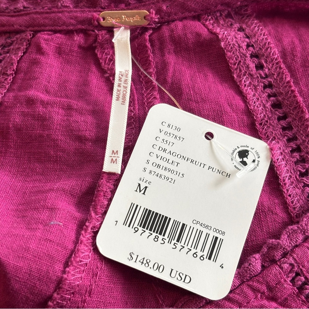 Free‎ People Short Sleeve Serenity Dress in Fuchsia Dragonfruit Punch Size M NWT - Picture 10 of 15